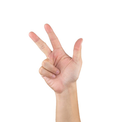 Asian Hand Shows And Counts 8 Finger On Isolated White Background With Clipping Path