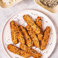Fried Tempeh With Sesame Seeds.
